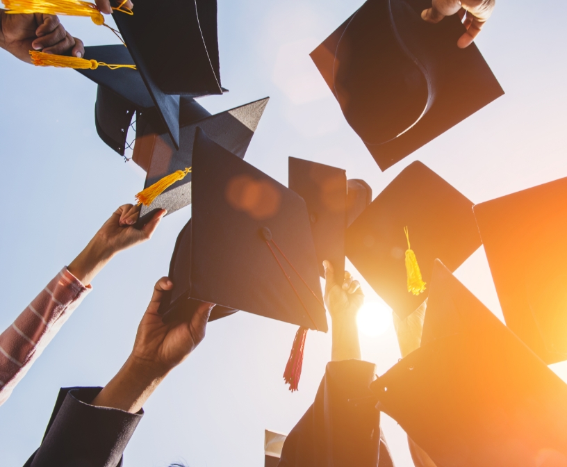 Graduates Throw Hat Diploma Ceremony University