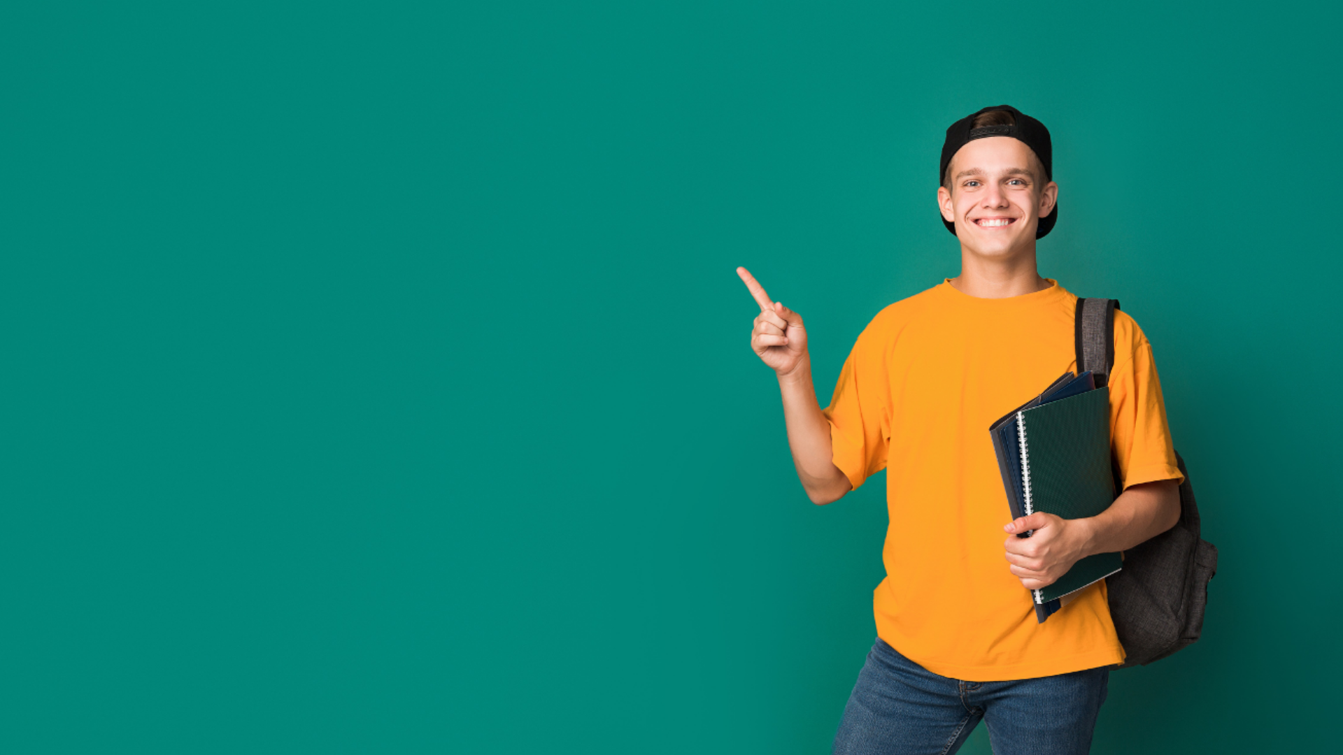 College Student Pointing
